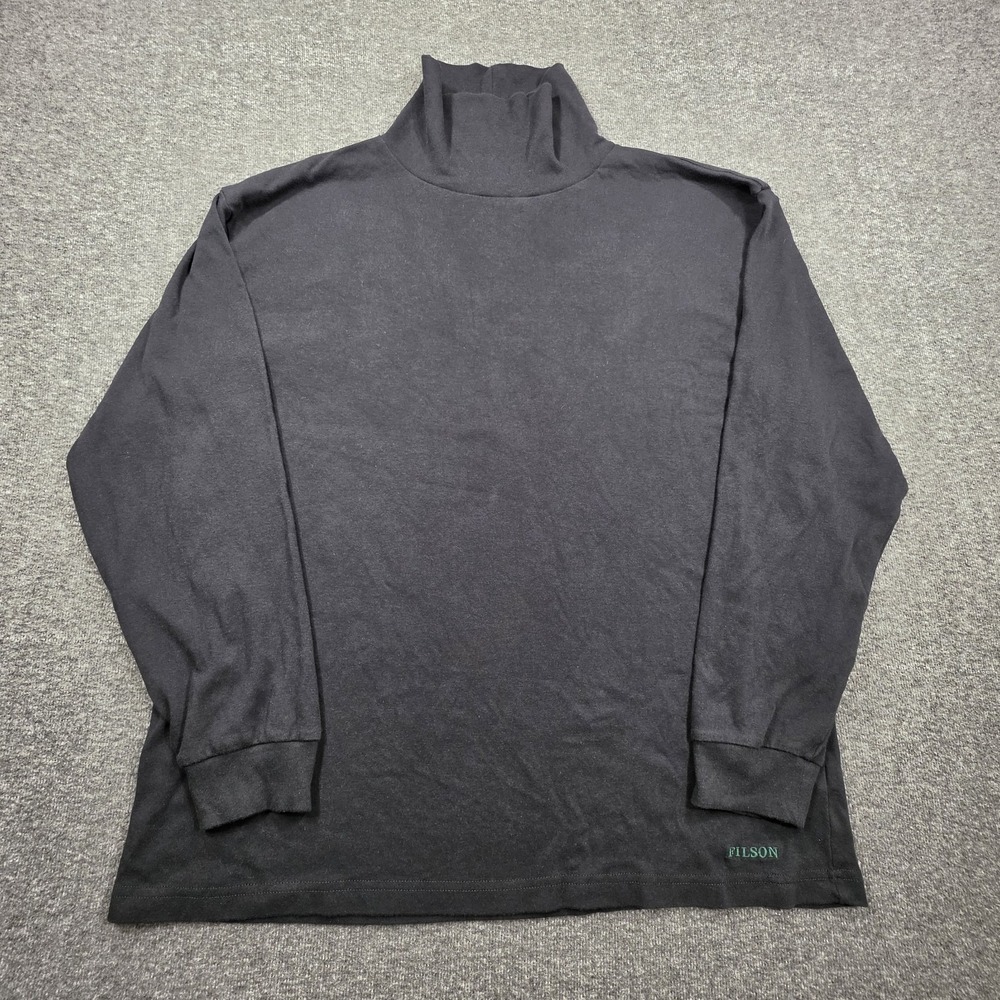 Filson Black mock turtleneck Pullover Sweater men's size Lrg long sleeve cotton